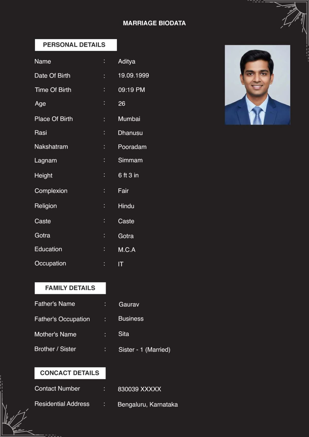 Muslim Marriage Biodata Template Preview