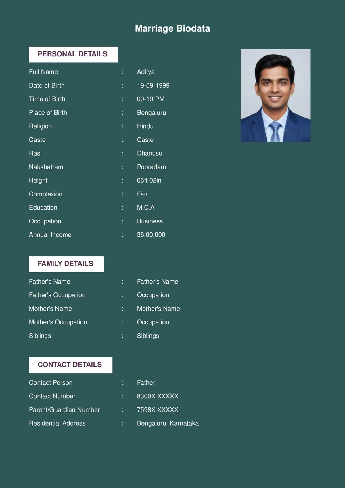 Christian Marriage Biodata Template Preview