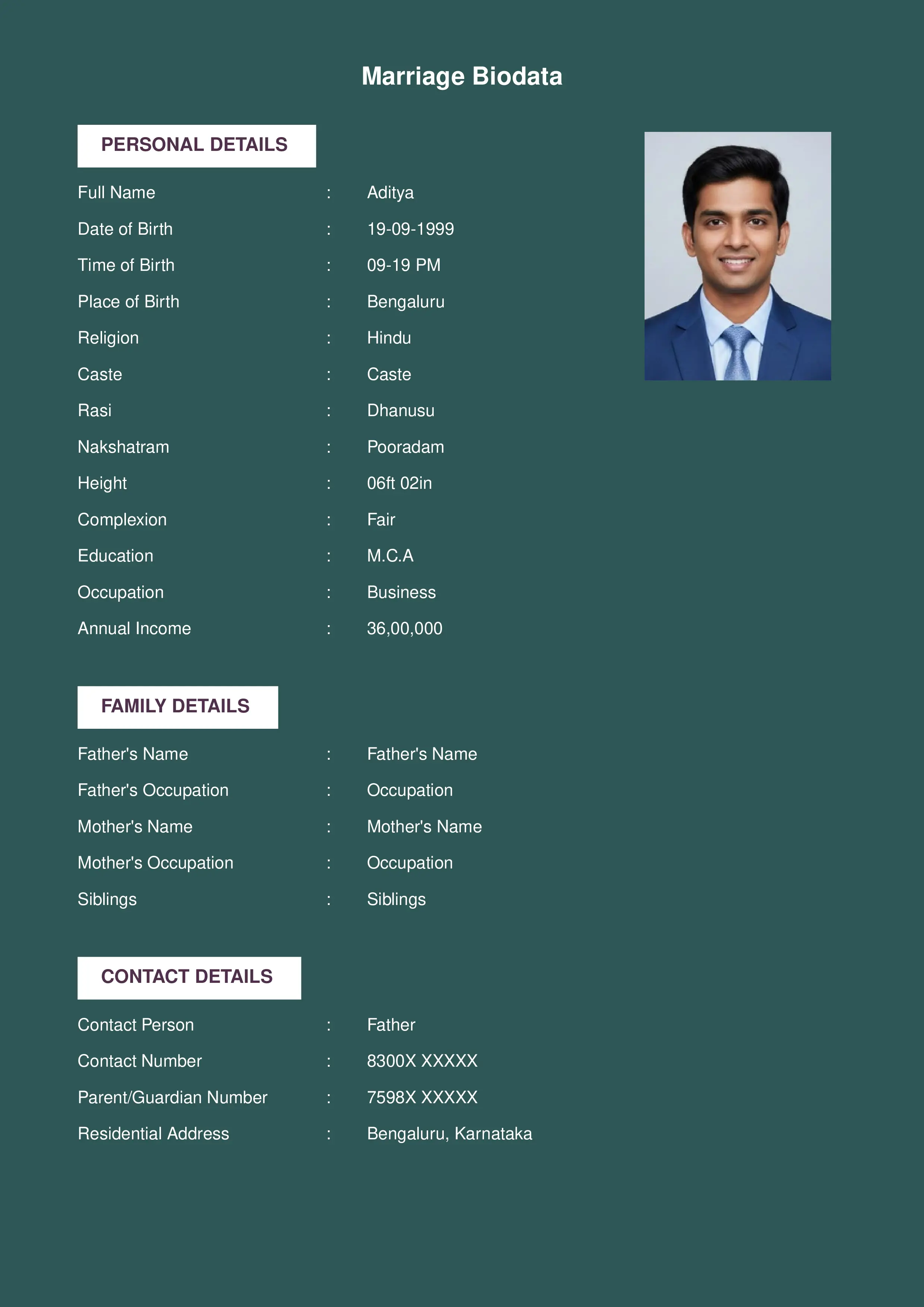 Unique and modern shaadi biodata format for modern indian couples