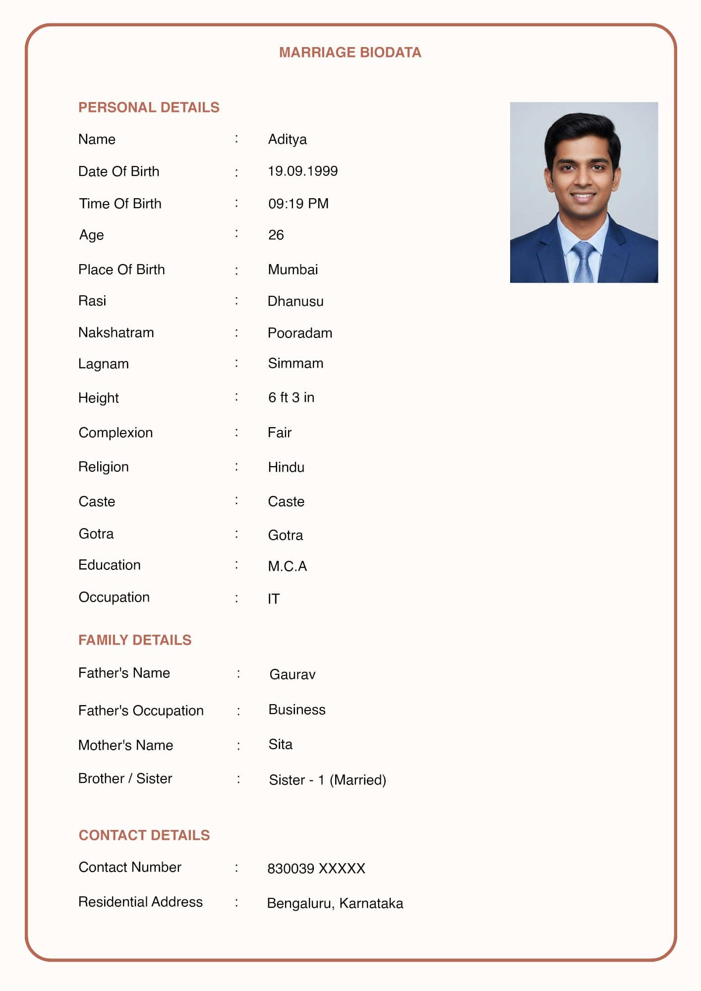 professional marriage biodata pdf format