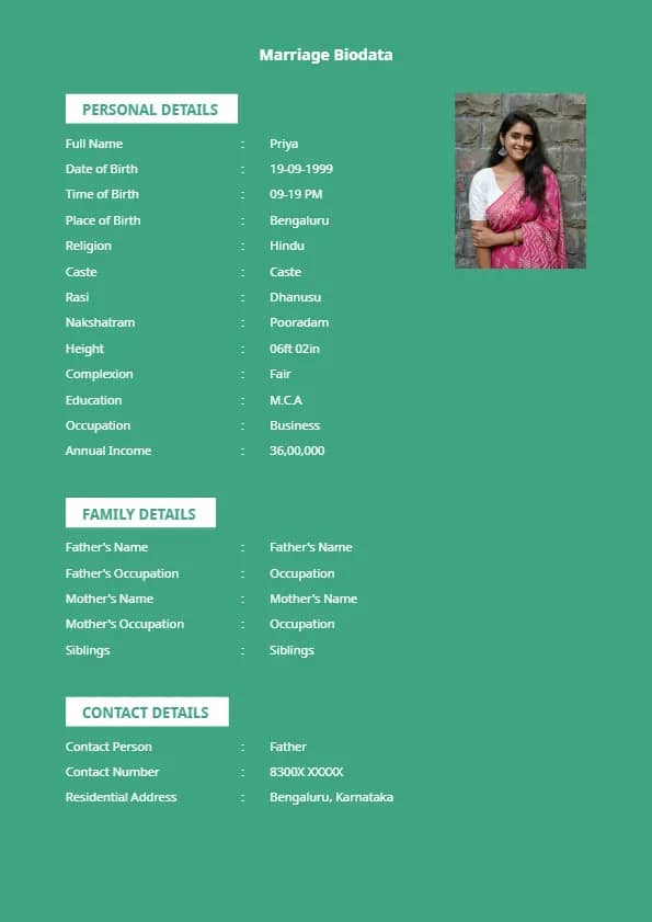 Aesthetic floral shaadi biodata template for modern brides