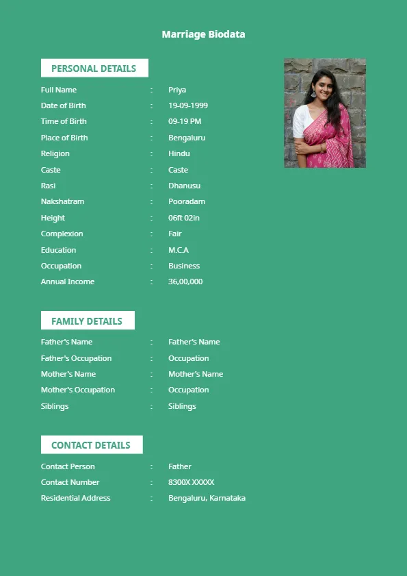 Aesthetic floral shaadi biodata template for modern brides