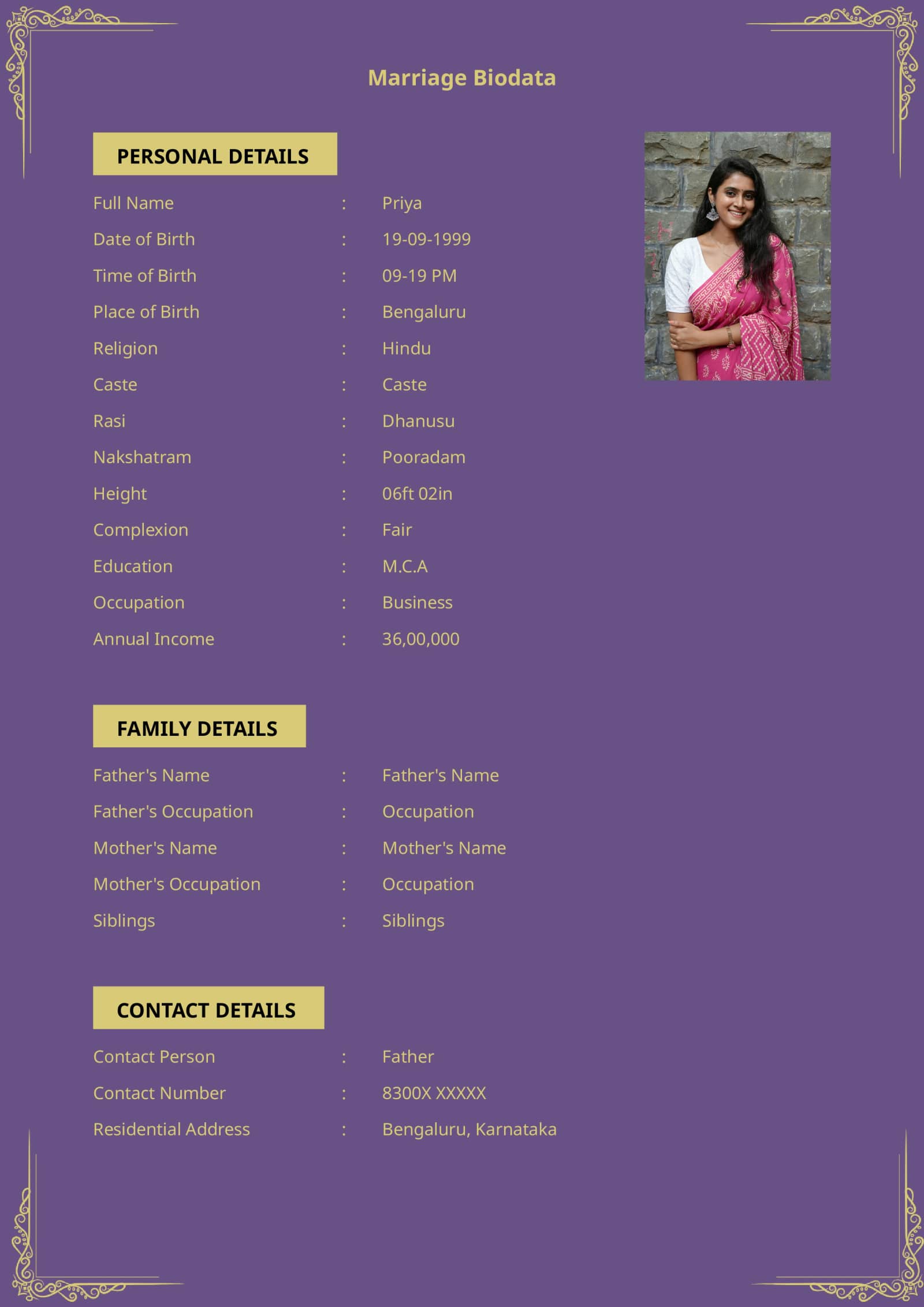 Best marriage biodata format pdf download for indian matrimony