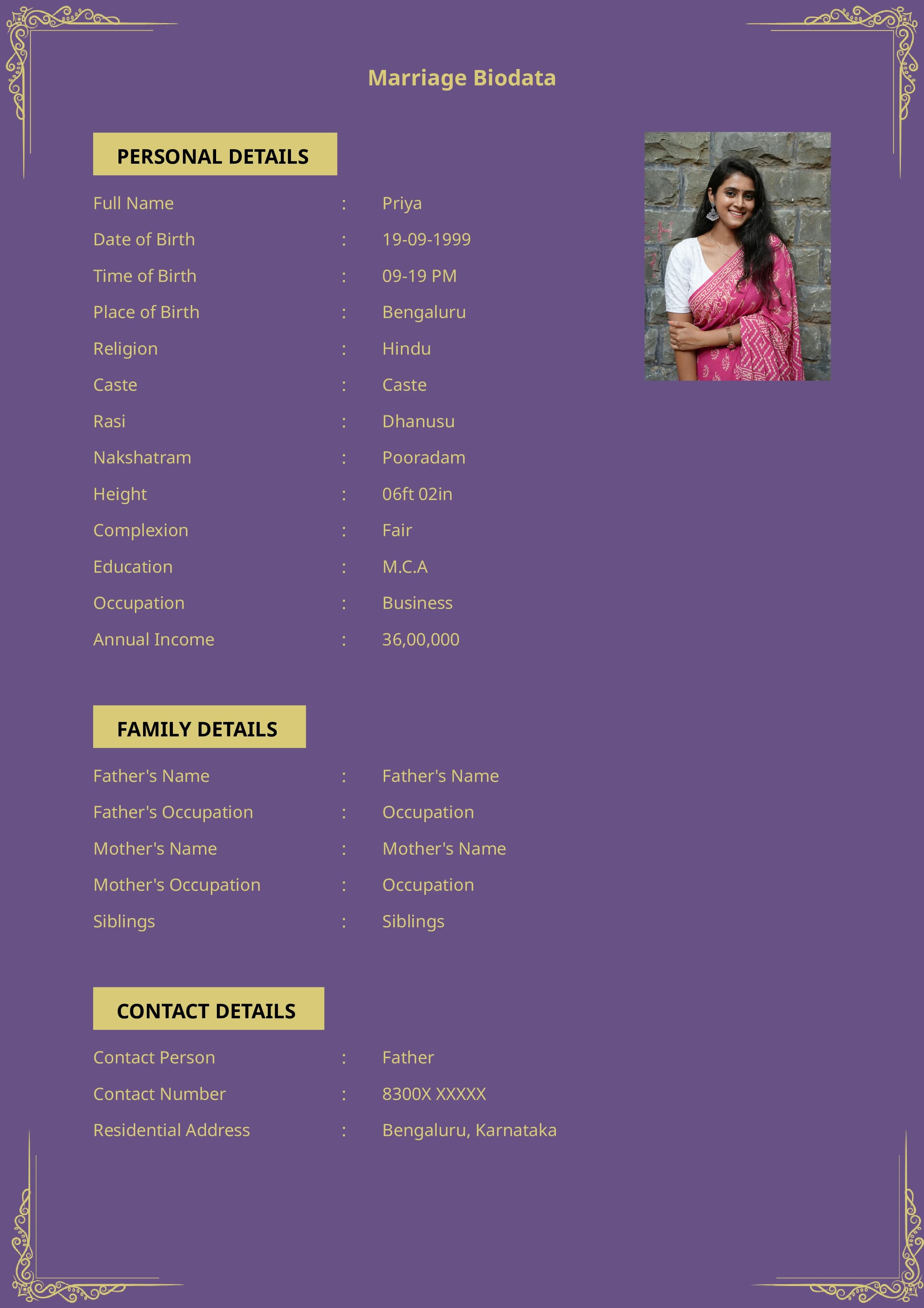 Best marriage biodata format pdf download for indian matrimony